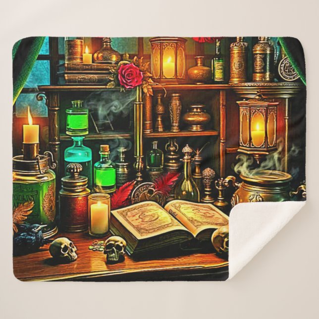 Manta Sherpa Witch's Altar Mystical Night Brew Design (Anverso (horizontal))