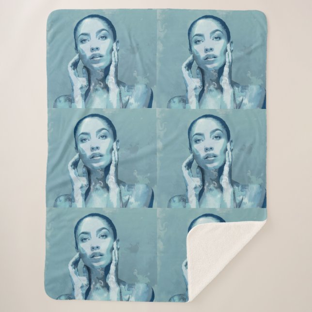 Manta Sherpa "Woman in Blue" Premium Canvas  (Anverso)