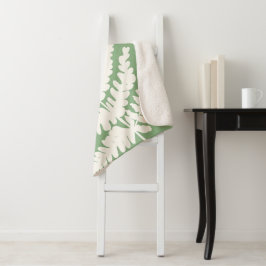 Manta Sherpa Woodland Fern Personalizado Colores de fondo