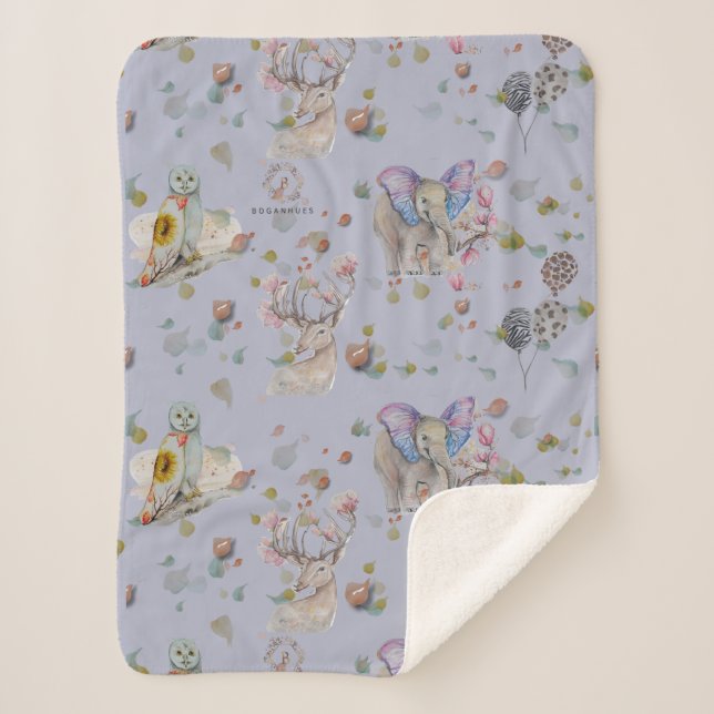 Manta Sherpa Woodland Theme Baby (Anverso)