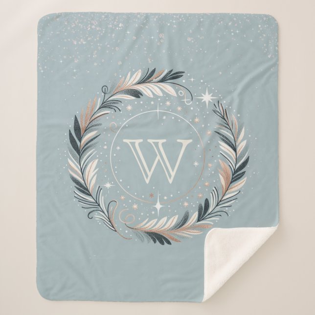 Manta Sherpa Wreath de invierno encantado (Anverso)