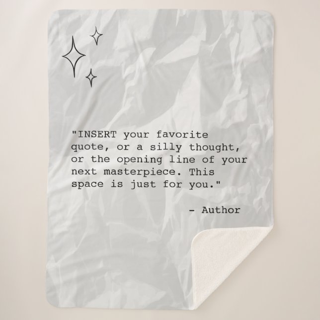 Manta Sherpa Wrinkled Paper with Custom Quote and Stars (Anverso)