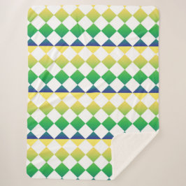 Manta Sherpa Yellow Green Checker Diamond Pattern