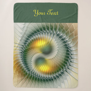 Manta Sherpa Yin Yang Verde Amarillo Arte Abstracto Fractal Tex