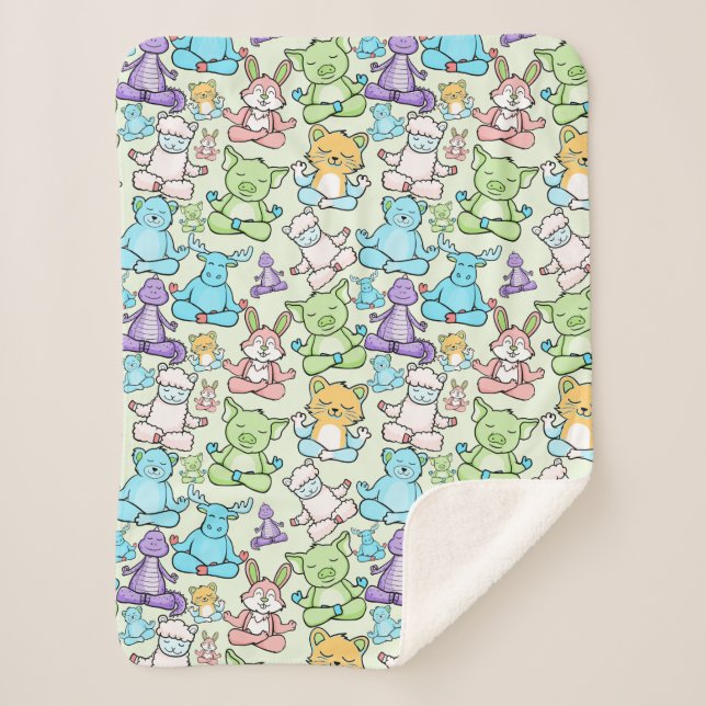 Manta Sherpa Yoga poses pattern | Yoga seamless pattern 63 (Anverso)