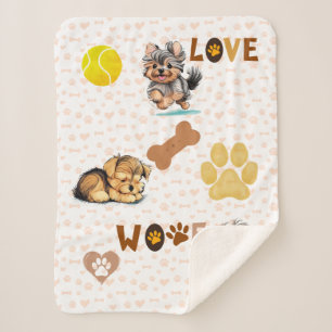 Manta Sherpa Yorkie Dog Lovers Sherpa Blanket