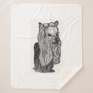 Manta Sherpa Yorkie Portrait Monochromatic Throw Blanket