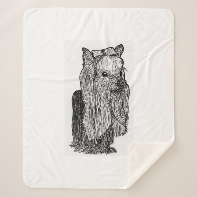 Manta Sherpa Yorkie Portrait Monochromatic Throw Blanket (Anverso)