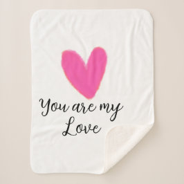 Manta Sherpa you are my love pink red heart watercolor kidretro