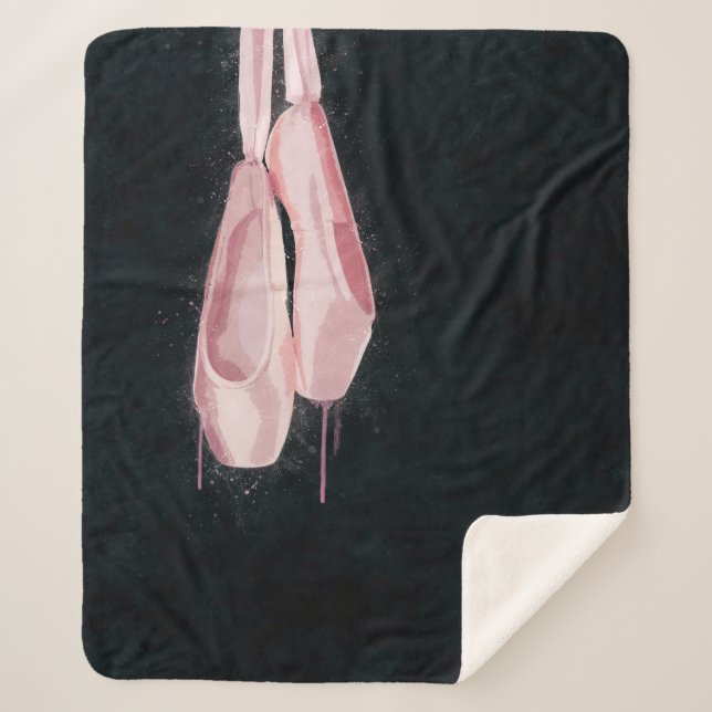 Manta Sherpa Zapatos de ballet del rosa del arte pop (Anverso)