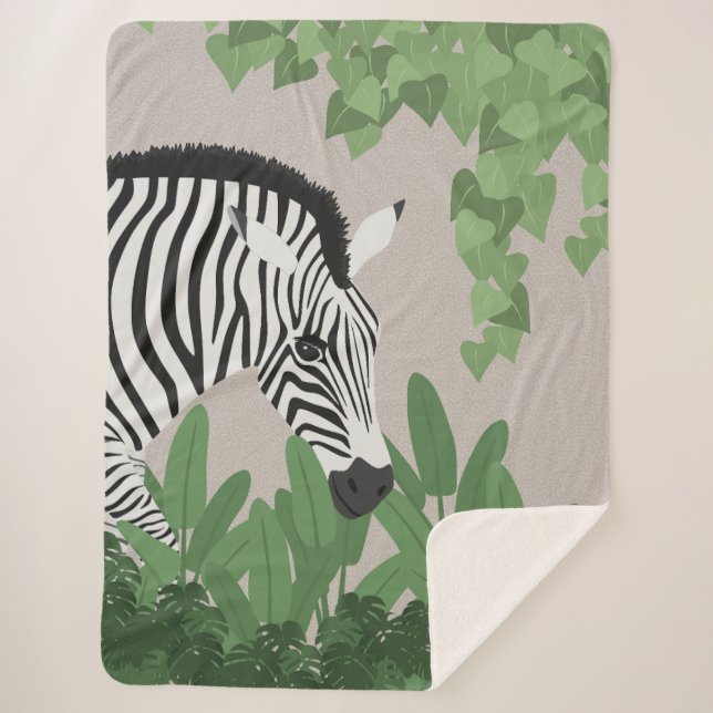 Manta Sherpa Zebra amongst Leaves (Anverso)