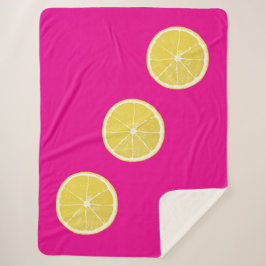 Manta Sherpa Zesty Lemon Trio on Pink Sherpa Blanket