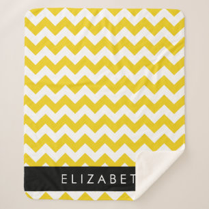Manta Sherpa Zigzag Amarillo, Chevron Amarillo, Tu Nombre