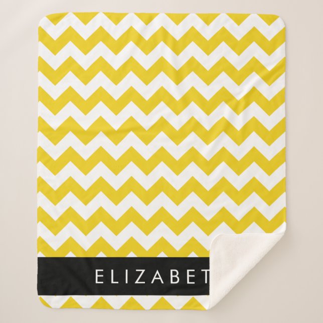 Manta Sherpa Zigzag Amarillo, Chevron Amarillo, Tu Nombre (Anverso)