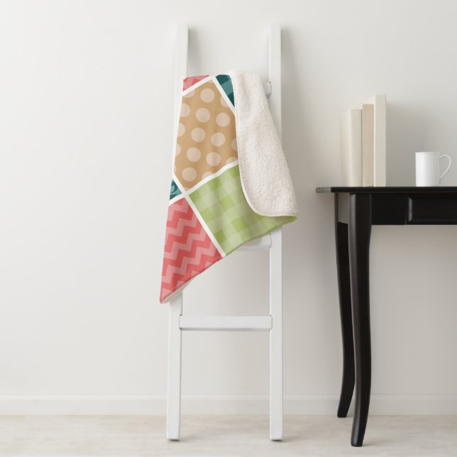 Manta Sherpa Zigzag, Chevron, Gingham, Puertos Polka, Patchwork (In situ)