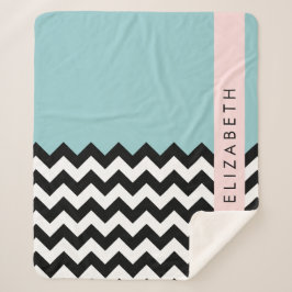 Manta Sherpa Zigzag negro y blanco, chevron, azul, tu nombre
