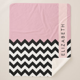 Manta Sherpa Zigzag negro y blanco, chevron, rosado, tu nombre