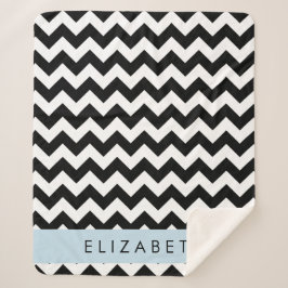 Manta Sherpa Zigzag negro y blanco, patrón de cheurón, nombre
