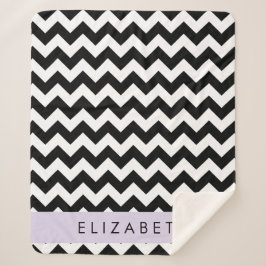 Manta Sherpa Zigzag negro y blanco, patrón de cheurón, nombre