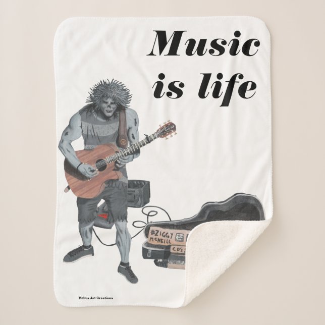 Manta Sherpa Zombie Guitar Música Fantasy Art Sherpa Blanket (Anverso)