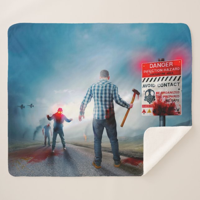 Manta Sherpa Zombis de los alegres ojos brillantes de Halloween (Anverso (horizontal))