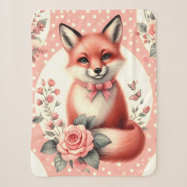 Manta Sherpa Zorro de bebé floral (Anverso)