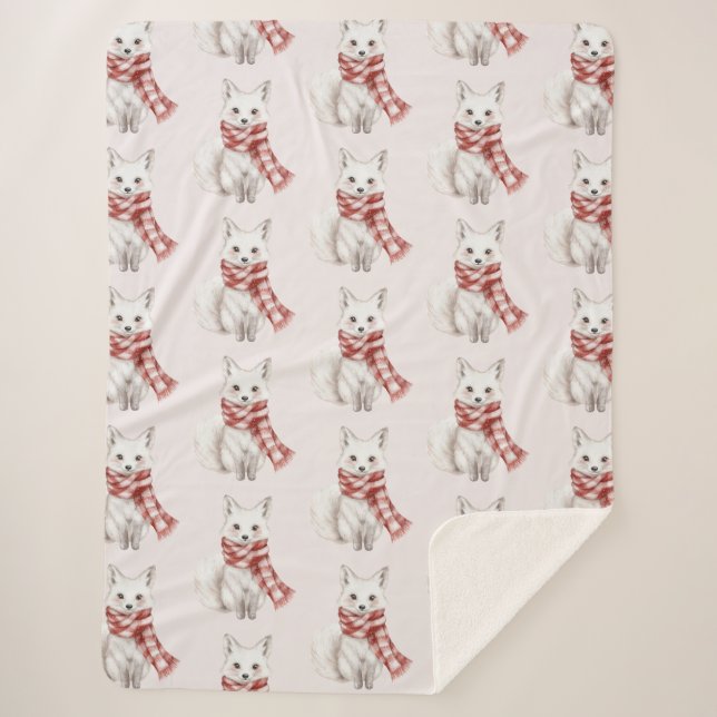 Manta Sherpa Zorro morrón blanco rosado Rubor (Anverso)