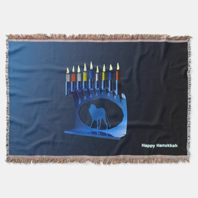 Manta Shiny Blue Chanukkah Menorah (Anverso)