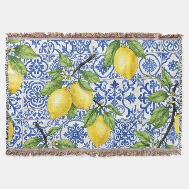 Manta Sicilian Lemon, Mediterranean Home Decor (Anverso)
