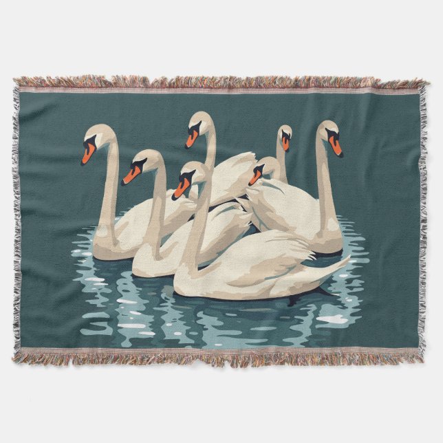 Manta Siete Cisnes Un Estilo De Esténcil De Bañar De Cor (Anverso)