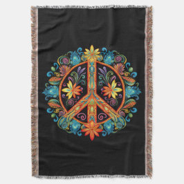 Manta Signo de paz colorido de los años 60