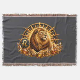 Manta Signo zodiacal Leo dorado con piedras grises