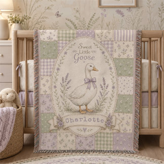 Manta Silly Little Goose Baby Girl Floral Personalizado