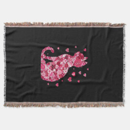 Manta Silueta de gato floral ArtFaux tela envuelta