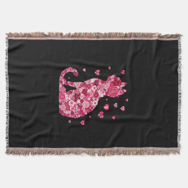 Manta Silueta de gato floral ArtFaux tela envuelta (Anverso)