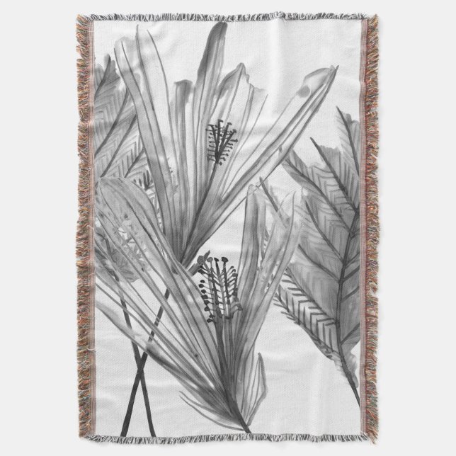 Manta Silueta floral - gris (Frente vertical)