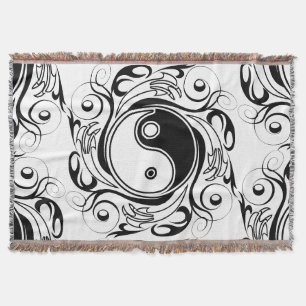 Manta Símbolo de Yin & Yang estilo de tatuaje en negro y