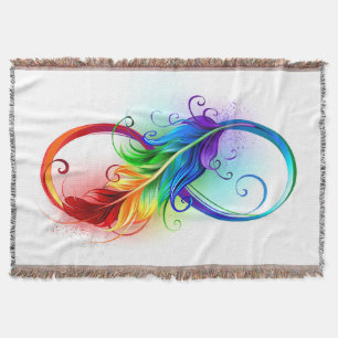 Manta Símbolo infinito con plumas arcoiris