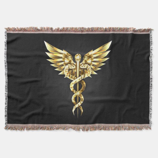 Manta Símbolo poligonal de oro Caduceus (Anverso)