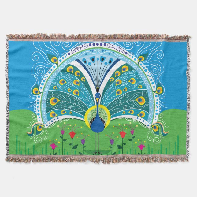 Manta Simetría de pavo real encantador (Anverso)