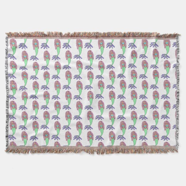 Manta sirena arcoíris rosa azul morado verde negro rizad (Anverso)