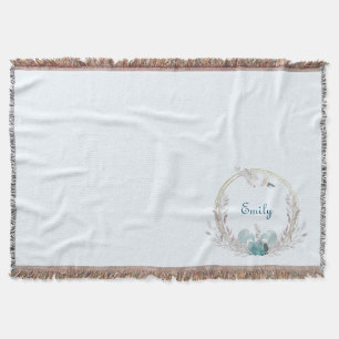 Manta Sirena de Acuarela y Corona Personalizada 