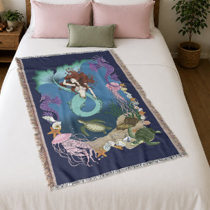 Manta Sirena Mística Fantasía Oceánica Azul Vida Marina