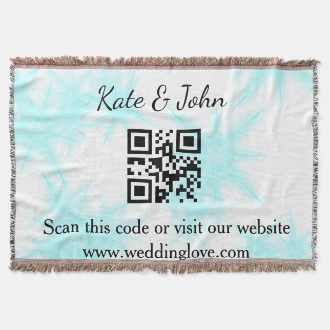 Manta Sitio web de boda simple que q r código Throw Blan (Anverso)