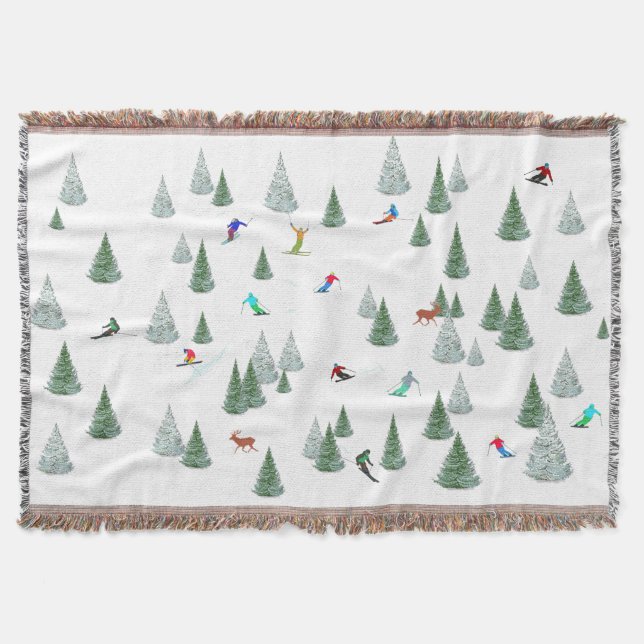 Manta Skiers Downhill Skiing Illustration  (Anverso)