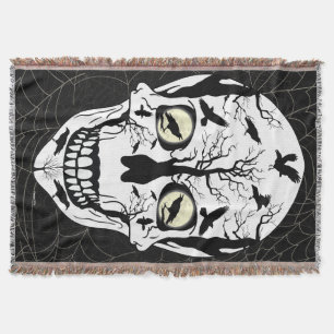 Manta Skulls Blanket Raven Decoración Hogar Diseñada