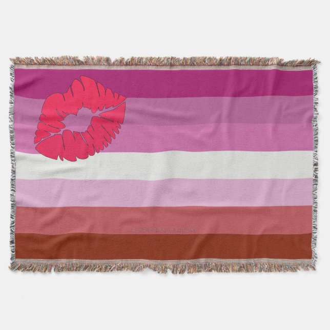 Manta SlipperyJoe lipstick bandera de orgullo lesbiana f (Anverso)