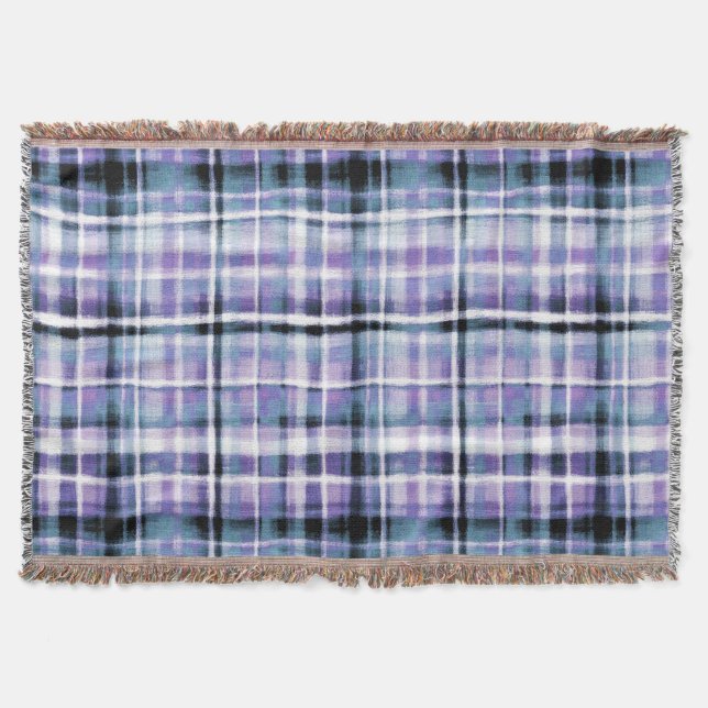 Manta Smudgy Modern Purple Plaid (Anverso)