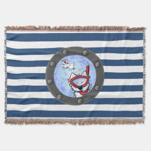 Manta Snorkel Westies Nautical Throw Blanket