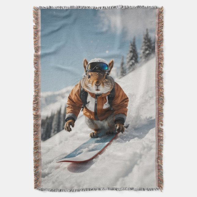 Manta Snowboard Squirrel Wintertime Whimsical Animal (Frente vertical)